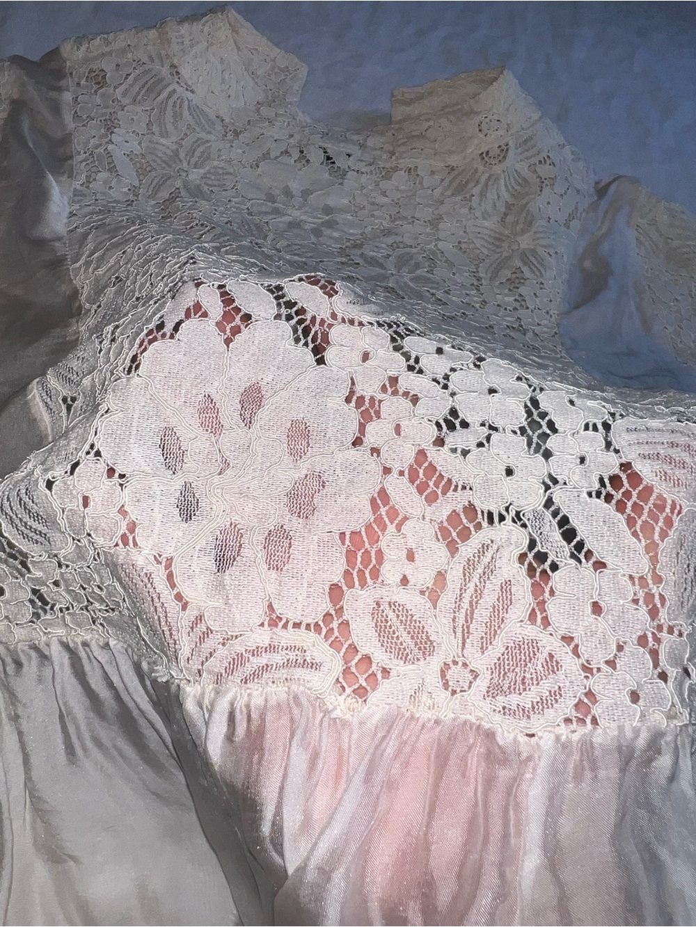 Off White Silk Lace Peasant Blouse - Women's Elegant V-Neck Top - Picture 9 of 15